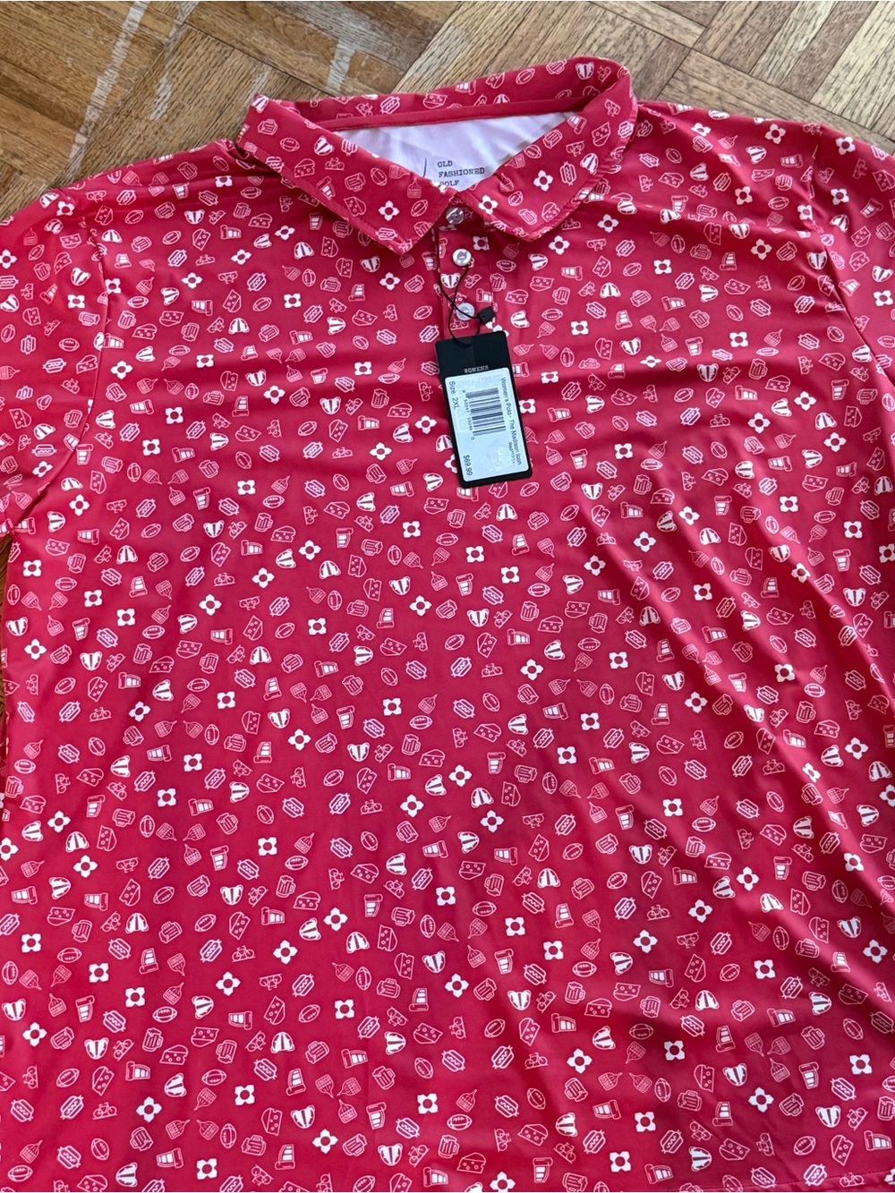 NWT Women 2XL Old Fashioned Golf Polo Shirt Wisconsin Icons Badgers Brats Beer - Picture 7 of 10